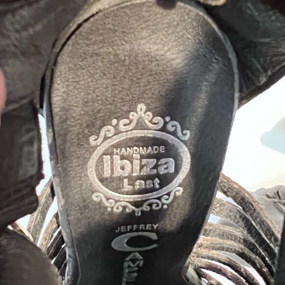 Jeffrey Campbell Havana Last Leather Black Fisherman Huarache Heels sz 9 - Picture 11 of 13